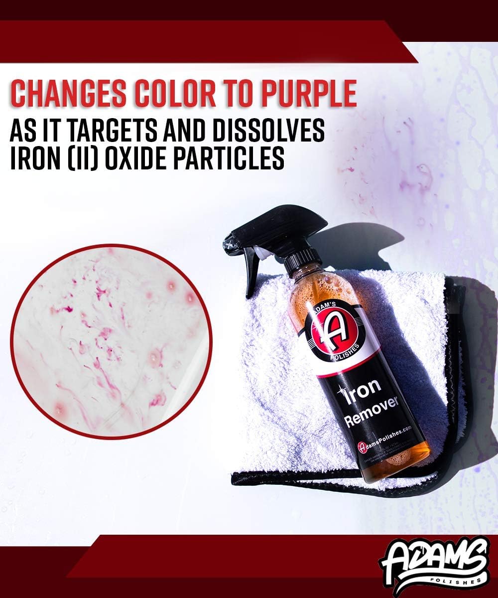 Adam's Iron Remover (16oz) - Fallout Iron Out Rust Stain Remover Spray For Pro Car Detailing | Use Before Car Wash Clay Bar Car Wax Ceramic Coating & Machine Car Buffer Polisher | Auto Paint Motorcycle RV Boat: Health & Personal Care