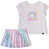 adidas baby-girls Short Sleeve Pleated Tee Shirt and Aop Flounce Skort Set