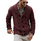 Mens Shawl Collar Cardigan Sweater Cable Knit Button Chunky Long Sleeve Winter Fisherman Casual Cardigans