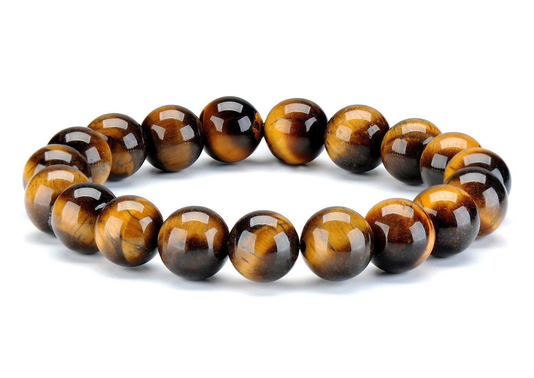 Thajaling 10 MM Natural Tiger Eye Gemstones Stone Bead Healing Energy Crystal Men Woman Elastic Bracelet …