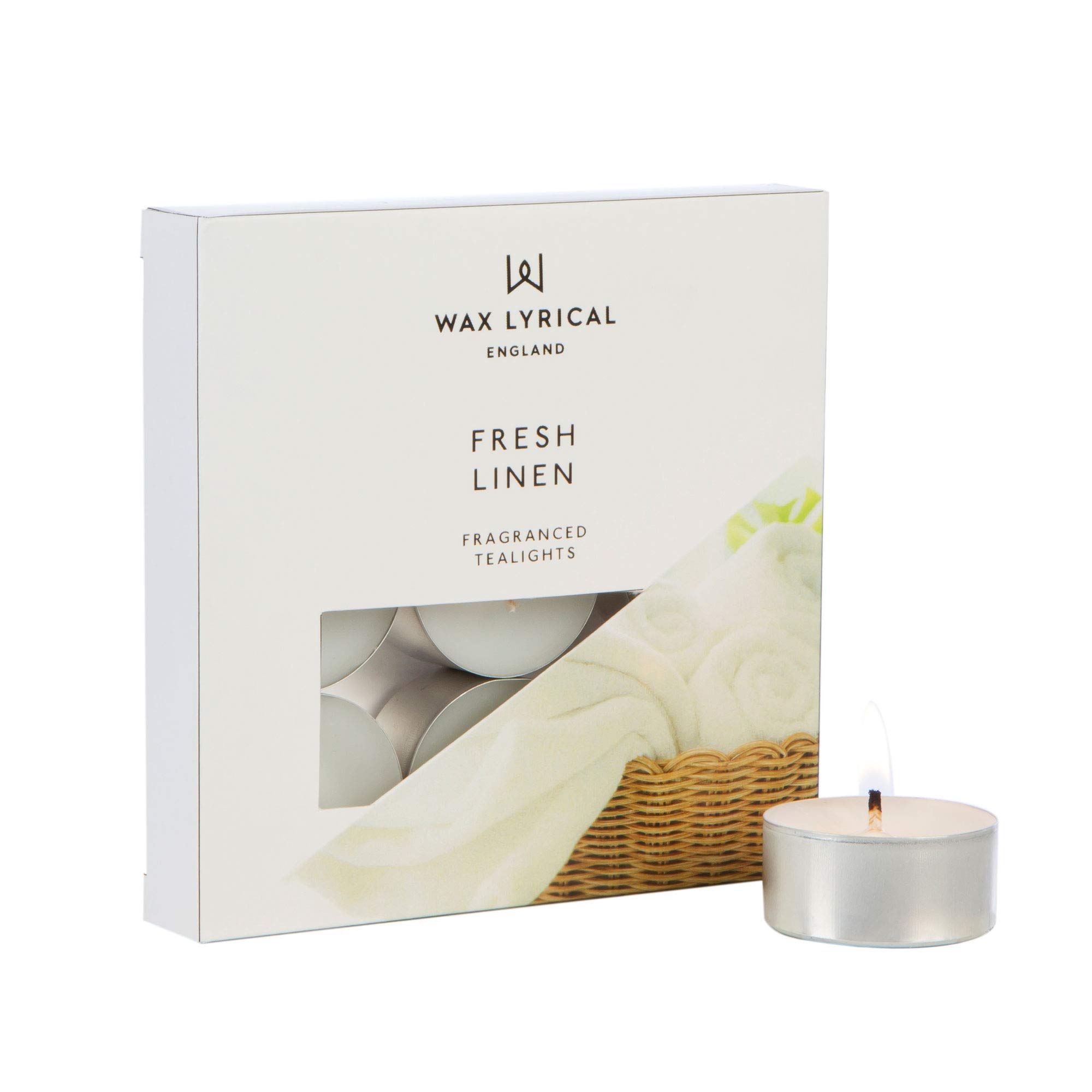 WAX LYRICAL Scented Tealight Candles, Box of 9, Fresh Linen, Silver