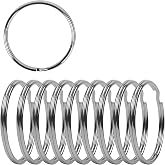 3 Inch Flat Key Rings - Very Large Split Key Rings - Silver Steel Round Edged Circular Keychain Ring Clips - Sturdy Key Chain Ring Connector (Pack of 10)