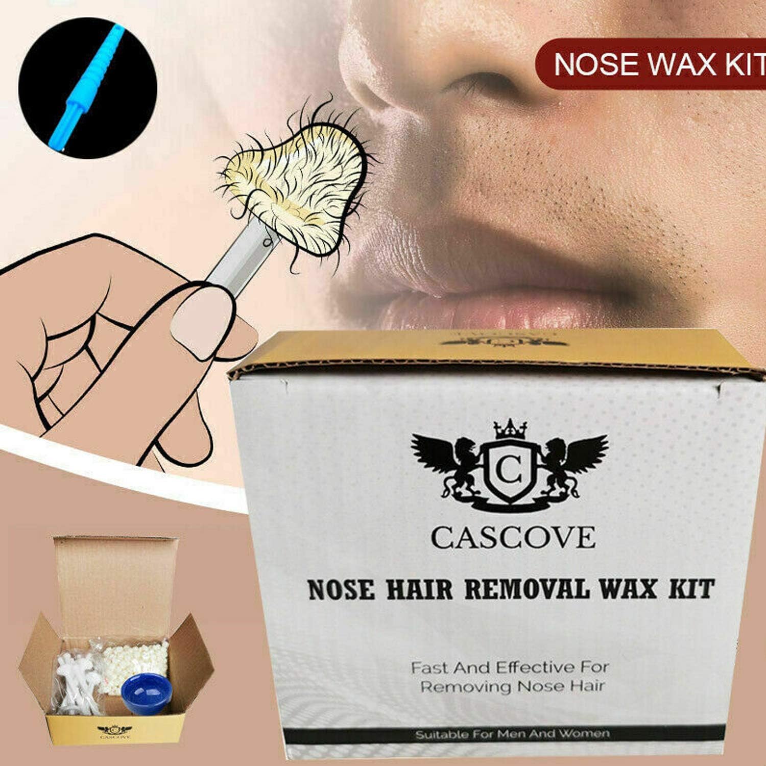 Nose Ear Hair Removal Wax Kit Painless & Easy Mens Nasal Waxing Strip Mens Ladie, 0.8 g (Pack of 10) - Image 5