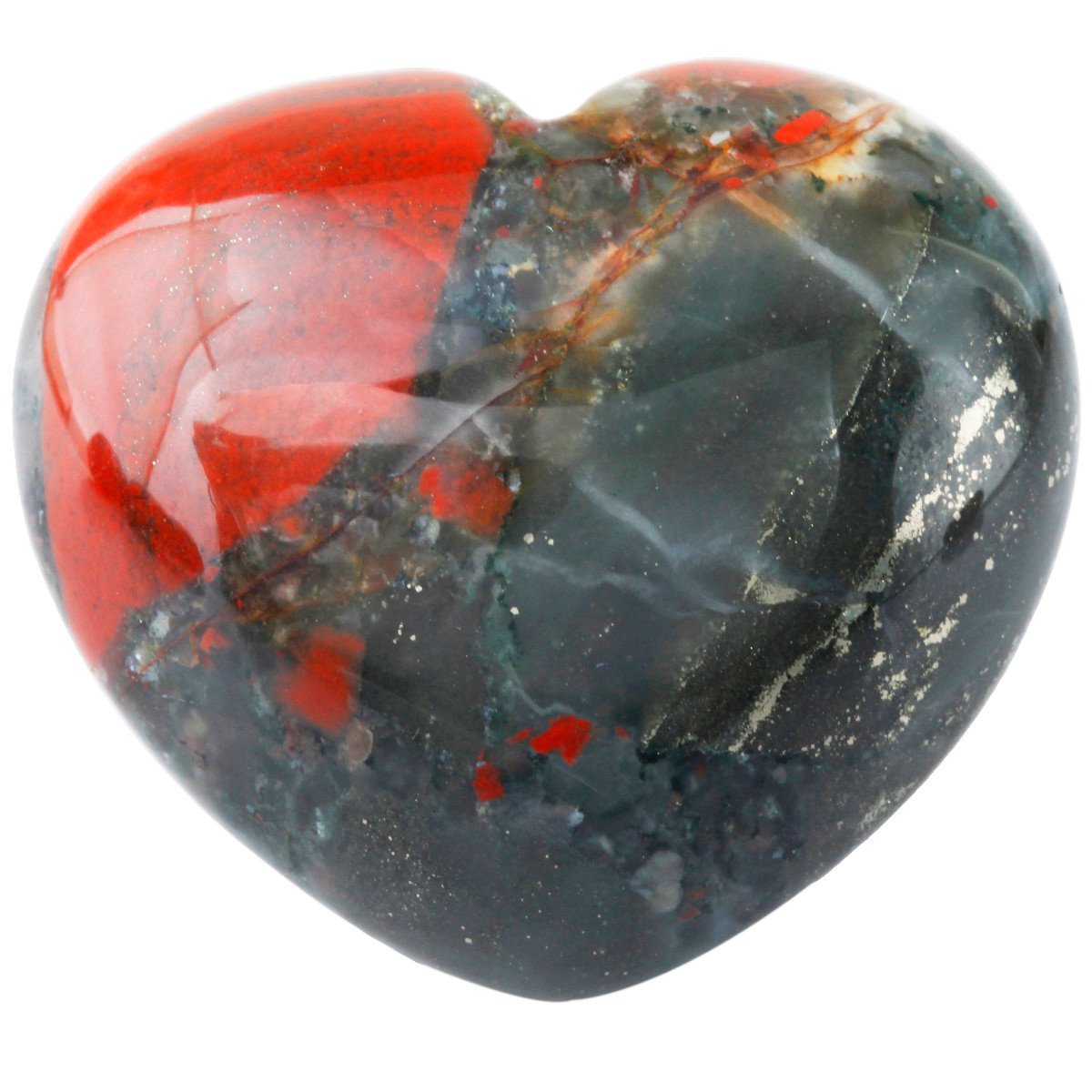SUNYIK Natural Africa Bloodstone Carved Puff Heart Pocket Stone,Healing Plam Crystal Pack of 1(1.6'')