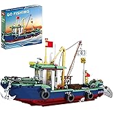 Fishing Boat Building Blocks Sets, Compatible with Lego Boat Sea Fishing Building Blocks Toy Set Collection Decoration, Gifts