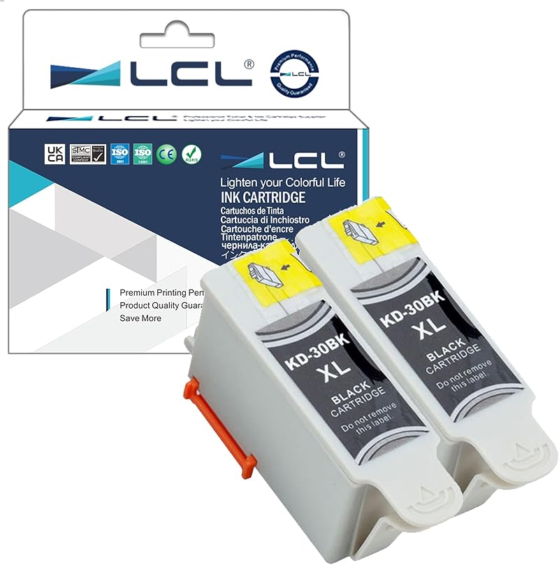 LCL Compatible Ink Cartridges 30 30XL Black 2 Pack for Kodak ESP Printers