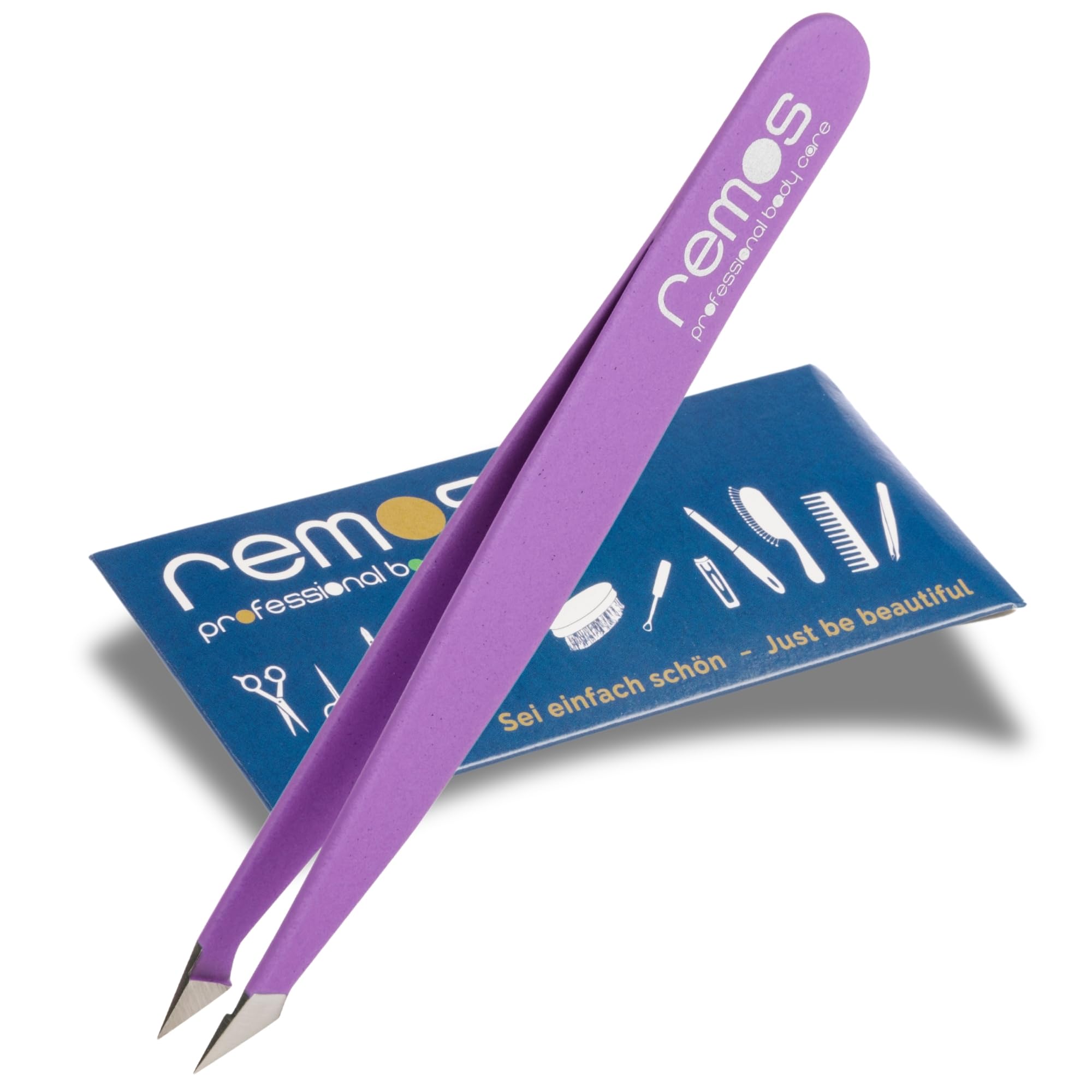 REMOS Combination Tweezers Stainless Steel 9.5cm - for splinters & Hair - Purple