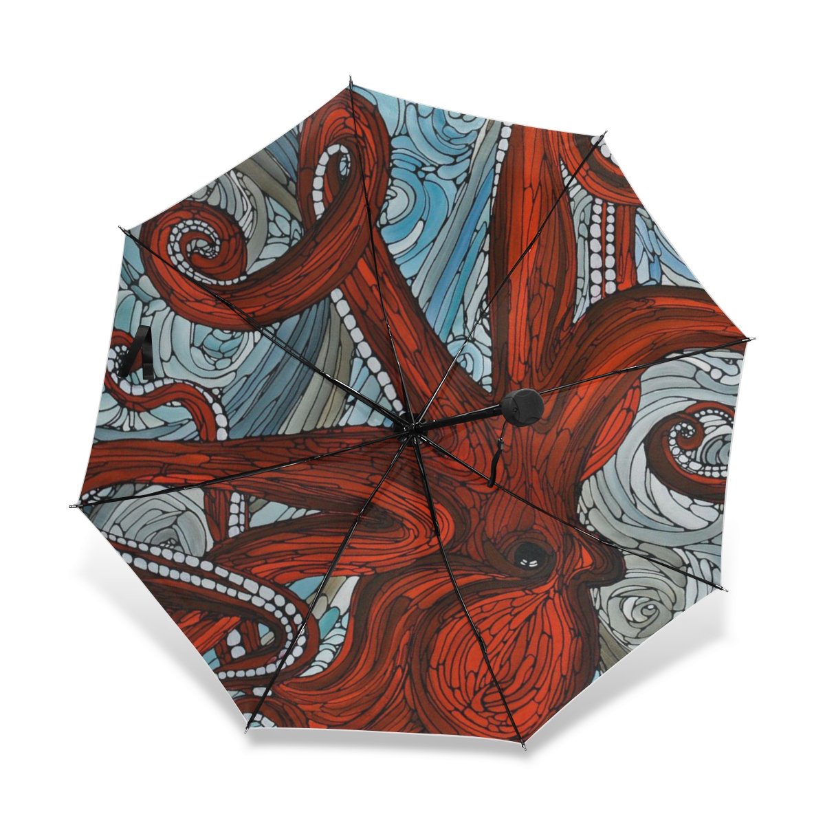 代引き手数料無料 Baihuishop防風強力なフレームunbreakable Octopusパターンゴルフ傘 コンパクトで旅行for Easy Carryingスポーツ雨傘 B01i2nf0ym 超人気の Haitzalde Com