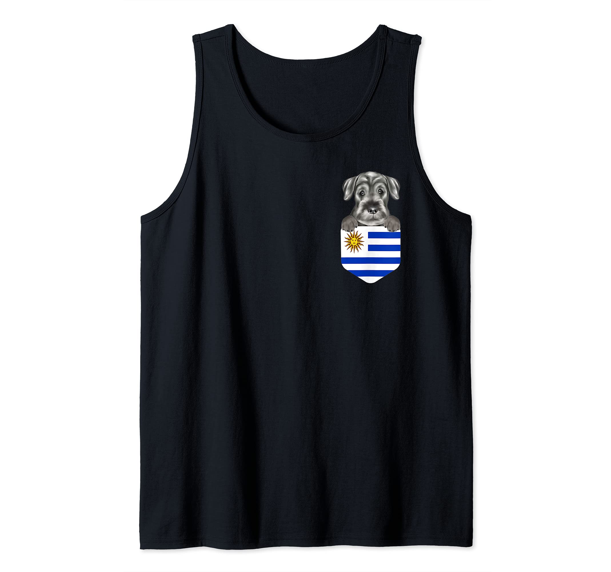 Uruguay Flag Standard Schnauzer Dog In Pocket Tank Top