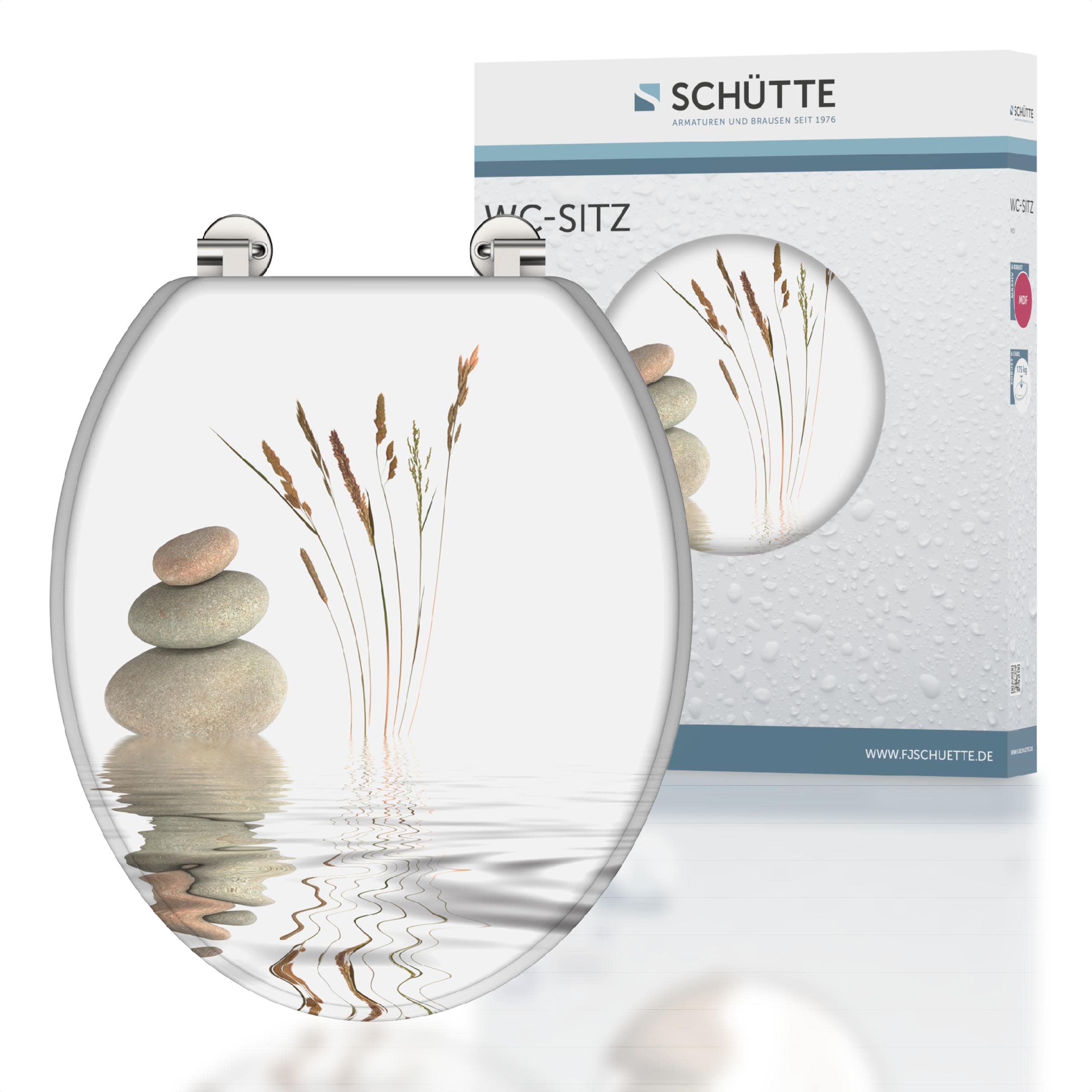 SCHÜTTE Balance Wooden Toilet Seat Without Soft-Close Mechanism, 175 kg Load Capacity, Toilet Lid with Motif