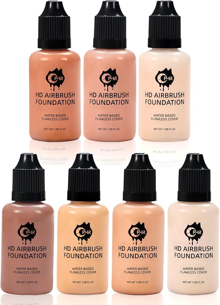 OPHIR Makeup Airbrush Foundation Set, 7 Colors Makeup Shades | Includes 7 Complexion Tones, Ivory, Natural White, Light Brown