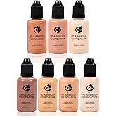 OPHIR 7x Airbrush Makeup Foundation, Air Brush Foundation for Air Brush Makeup, Includes Lvory & Natural White, Light Brown, Medium Tan, Porcelain White & Medium Dark,1oz/Bottle