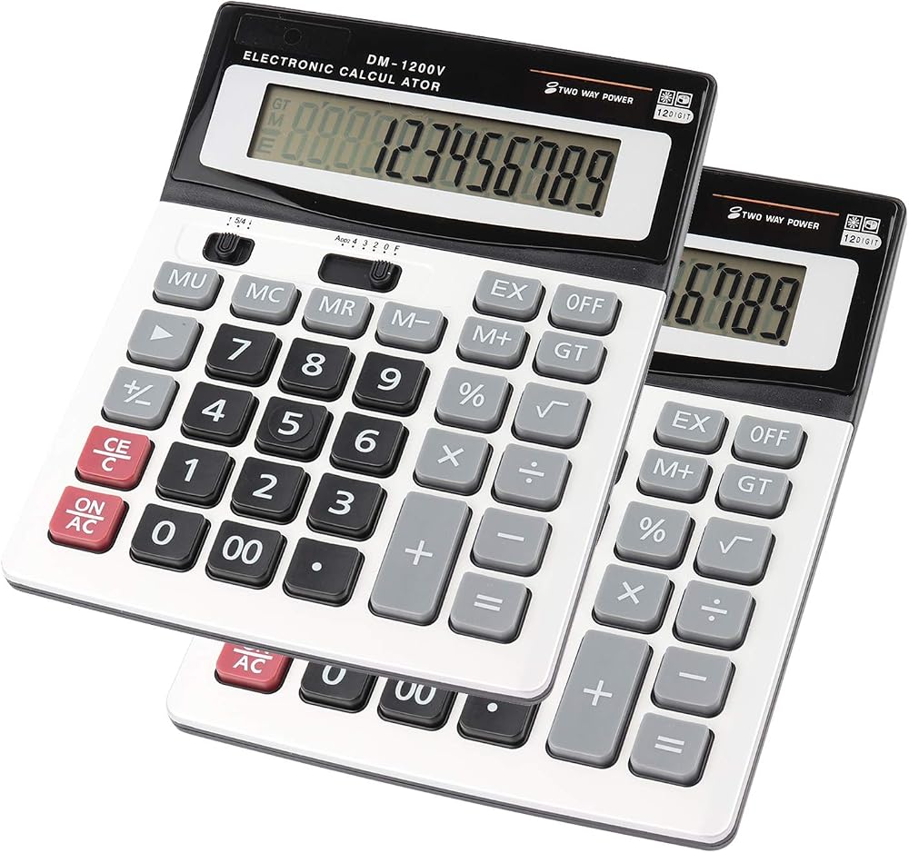 HIHUHEN Large Calculator Solar & Battery 12 Digit Big Button Dual Power