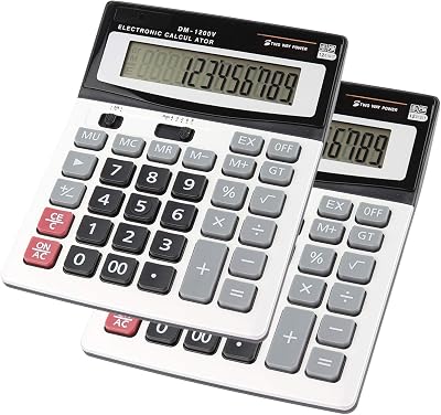 HIHUHEN Large Calculator Solar & Battery 12 Digit Big Button Dual Power