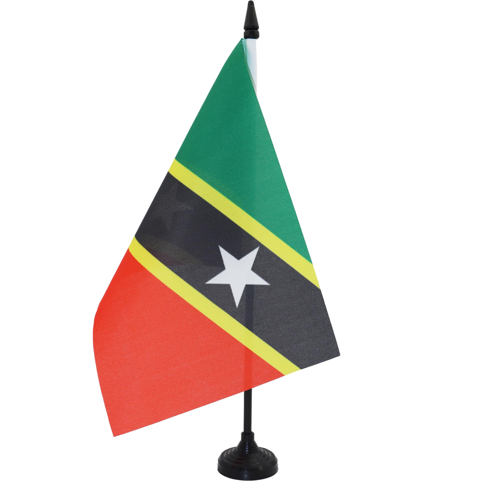 AZ FLAG Saint Kitts and Nevis Table Flag 5'' x 8'' - Kittitian Office Decoration 100% Polyester 21 x 14 cm - Mini Desk Flag with Pole and Black Plastic Base — image 1