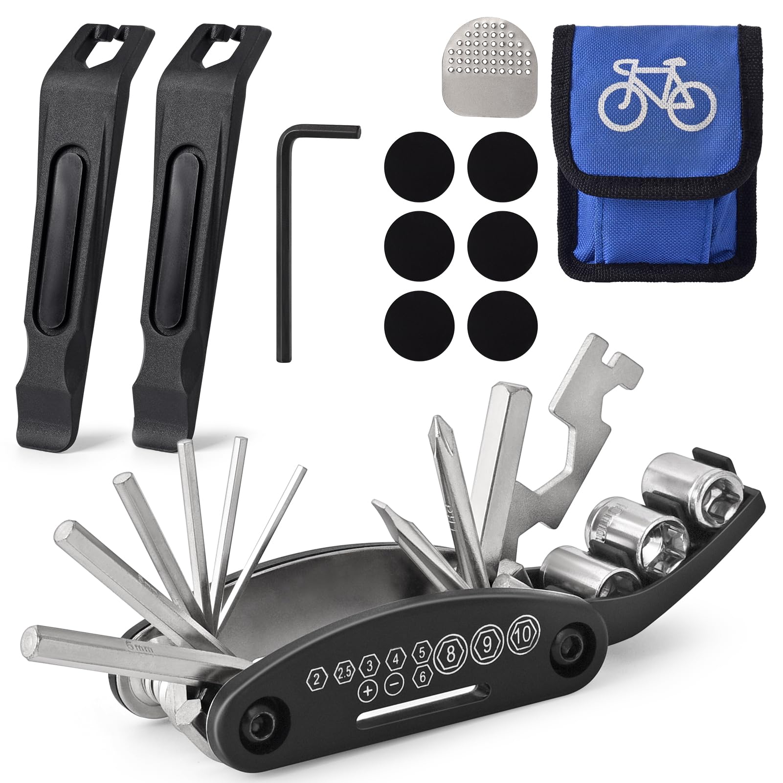 Photo 1 of Bike Tool Kit, Bike Tire Repair kit with Multitool and Tire Levers for Cyclists on Race or Cycling Adventure(Classical)