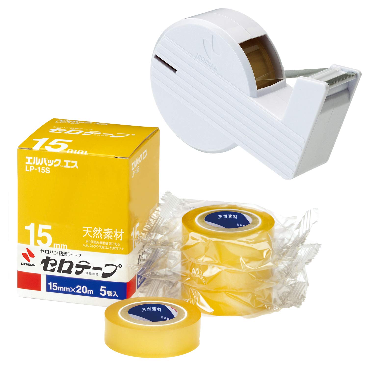 ニチバン セロテープ 小巻 エルパックエス 5巻 15mm 直線美miniカッター セット 白 LP15S-15SCB5商品画像