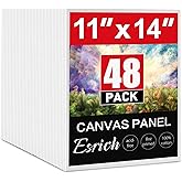 ESRICH 48 Pack Canvas for Painting 11x14, Canvas Boards for Painting Cotton Primed Acid Free Blank Canvas Panels for Oil Paint, Watercolor, Acrylic Paint, Gouache and Tempera.