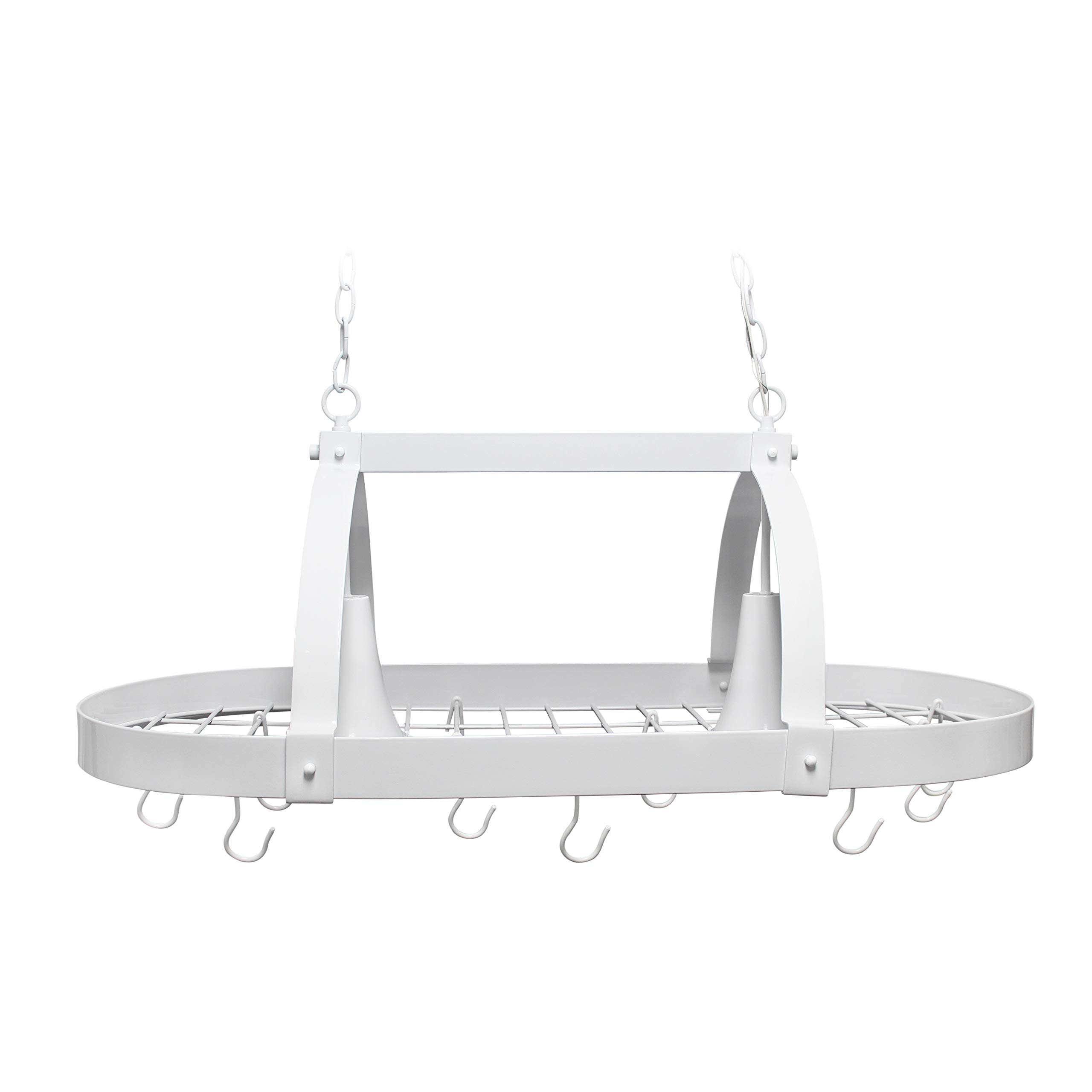 Elegant Designs PR1000-WHT Home Collection 2 Light Kitchen Pot Rack with Downlights, White Image