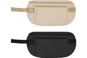 Nylon Fanny Pack Hidden Belt Bag with RFID Blocking, 2Pcs Slim Anti-Theft Waist Wallet and Passport Holder, Travel Hidden RFI