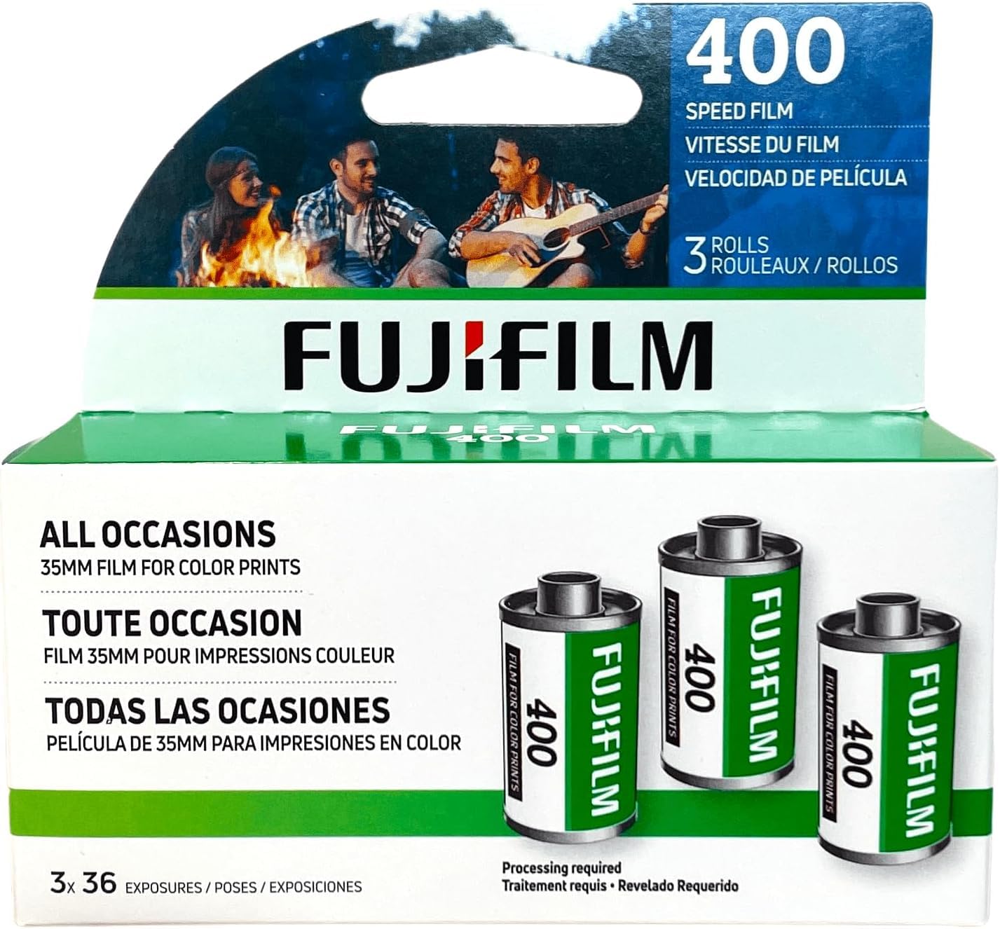 FUJIFILM 400 Color Negative Film (35mm Roll Film, 36 Exposures, 3-Rolls) + BluebirdSales Microfiber Cleaning Cloth
