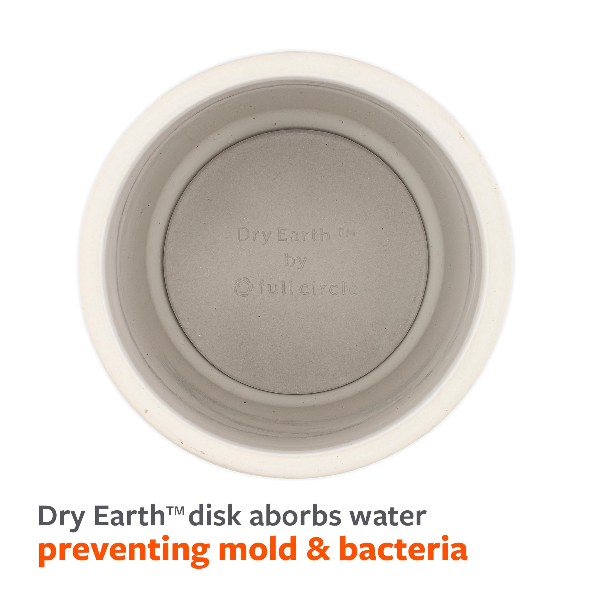 Full Circle Scrub Queen, Bathroom Toilet Brush with Ceramic Holder and Diatomaceous Earth Disk for Mold & Mildew Prevention, More Hygenic Toilet Cleaning Scrubber, Replaceable Head, White