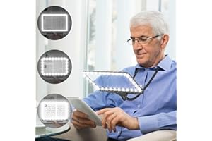 NZQXJXZ 5X Hands Free Magnifying Glass with Neck Wear for Reading Flexible Gooseneck Full Book Page Magnifier with 36 Ultra-Bright Dimmable LED Lights Provide Large Viewing Area for Repair Sewing