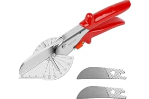 Mifuse 53101 Multi Angle Miter Shear Cutter with 45 to 135 Degree Adjustable Angle Scissors for Accurate Angle Cutting of Plastic, Decorative Moldings,PVC,Tile Edges,Trim with 2PCS Spare Blades