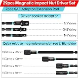 Shall 29Pcs Magnetic Nut Driver Set CR-V Steel Quick-Release Extensions view 3