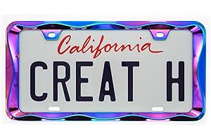 Creathome 3D Curly Wave Pattern Neo Chrome License Plate Frame from Pure Zinc Alloy Metal