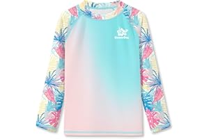 BesserBay Girls Rash Guard UPF 50+ Raglan Sleeve Quick Dry Swim Shirt 4-14 Years