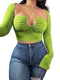 KERPELLY Women's Sexy Halter Criss Cross Tie Up