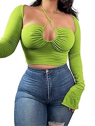 KERPELLY Women's Sexy Halter Criss Cross Tie Up