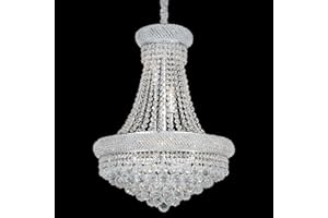 Gifarich Crystal Chandeliers for Dining Room Light Fixture，Empire Style K9 Crystal Chandeliers for Entryway，12 Lights Chrome Luxury Chandeliers for Living Room Bedroom Stairway Foyer Hallway