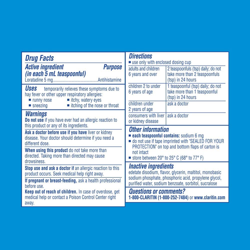 Claritin Children's 24 Hour Allergy Medicine for Kids, Non-Drowsy Allergy Relief, Loratadine Antihistamine, Grape Flavored Syrup, 8 oz: Health & Personal Care