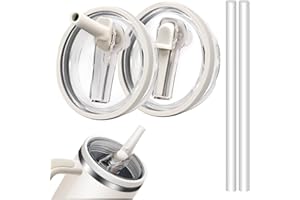 AUDERHINE 2 Pack 40 oz Leak Proof Lid for Stanley Quencher, 40 oz Tumbler Flip Straw Lid Spill Proof Reusable Tumbler Cover Compatible with 40oz Stanley Cup Accessories