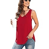Jouica Women's Summer Sleeveless Chiffon Blouse Business Casual Tank Flowy Tops for Women