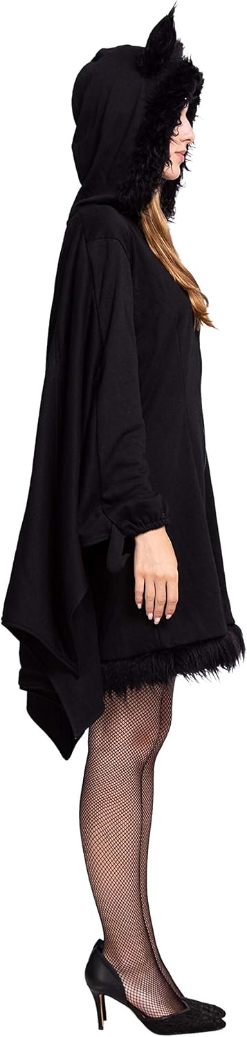 Spooktacular Creations Woman’s Black Bat Zip Hoodie Halloween Costumes for Adults (Medium) - Image 4