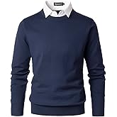 Harbrosrce Men's Crew Neck Jumpers Knitted Sweater with Mock Shirt Neck Casual Business Knitwear Pullover Solid Color