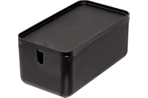 INTERDESIGN iDesign 29847 Cade BPA-Free Plastic Toilet Paper Storage Bin with Lid, Matte Black