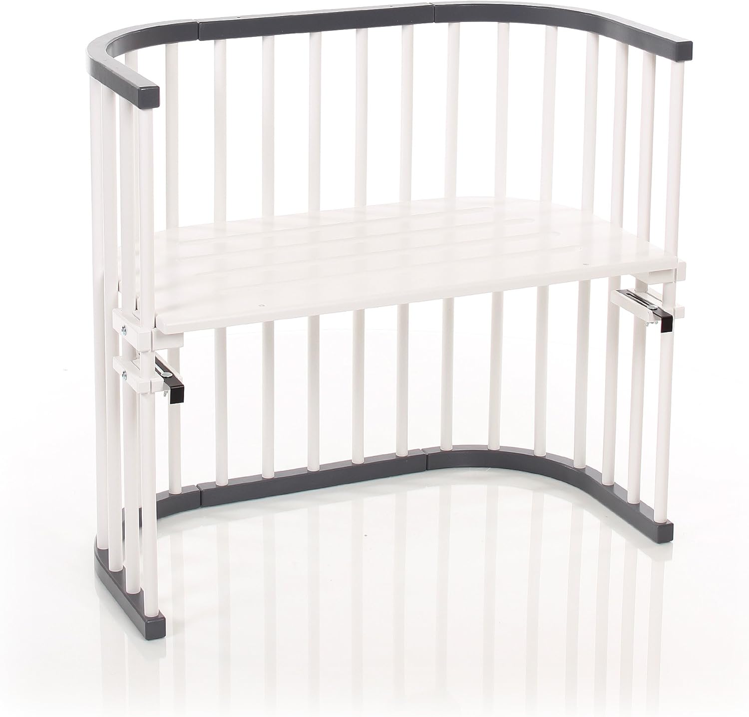 grey and white cot