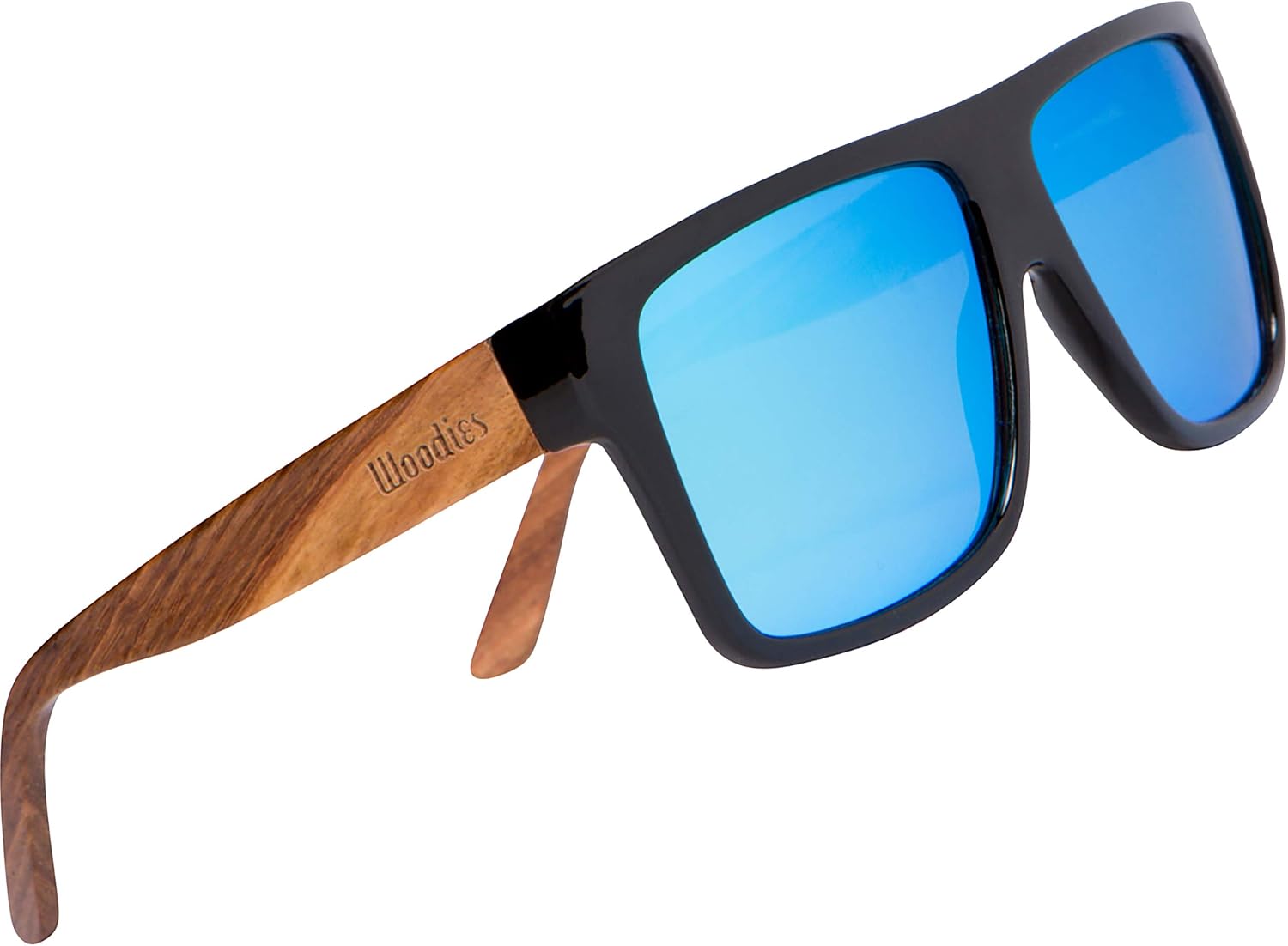 Woodies Zebra Wood Aviator Wrap Sunglasses with Polarized Lenses