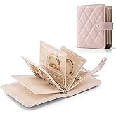 Vlando Travel Jewelry Organizer Case,Travel Gifts for Women,Portable Jewelry Storage Book Ring Binder with Clear Zipper Velvet Jewelry Pouch Bag-Pink