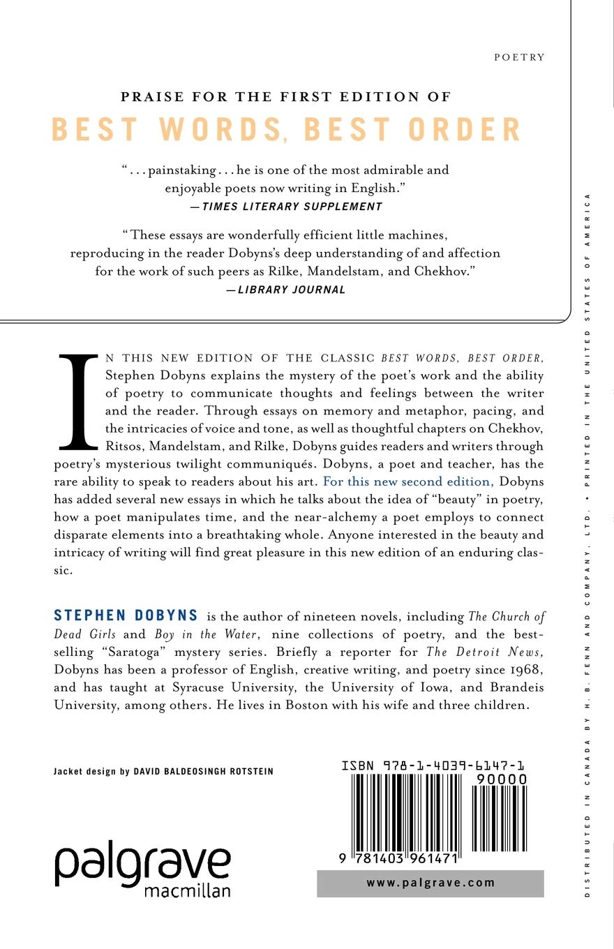 Best Words Best Order Essays On Poetry 2nd Edition Dobyns S 9781403961471 Amazon Com Books