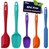HOTEC Silicone Rubber Spatula Set BPA-Free, Multicolor, Set of 5 | Heat Resistant 600℉, Food Grade, For Baking, Cooking, and