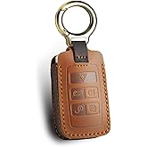 Leather Key Fob Cover Full Protector Compatible with Range Rover Evoque Discovery Sport Defender (Brown)