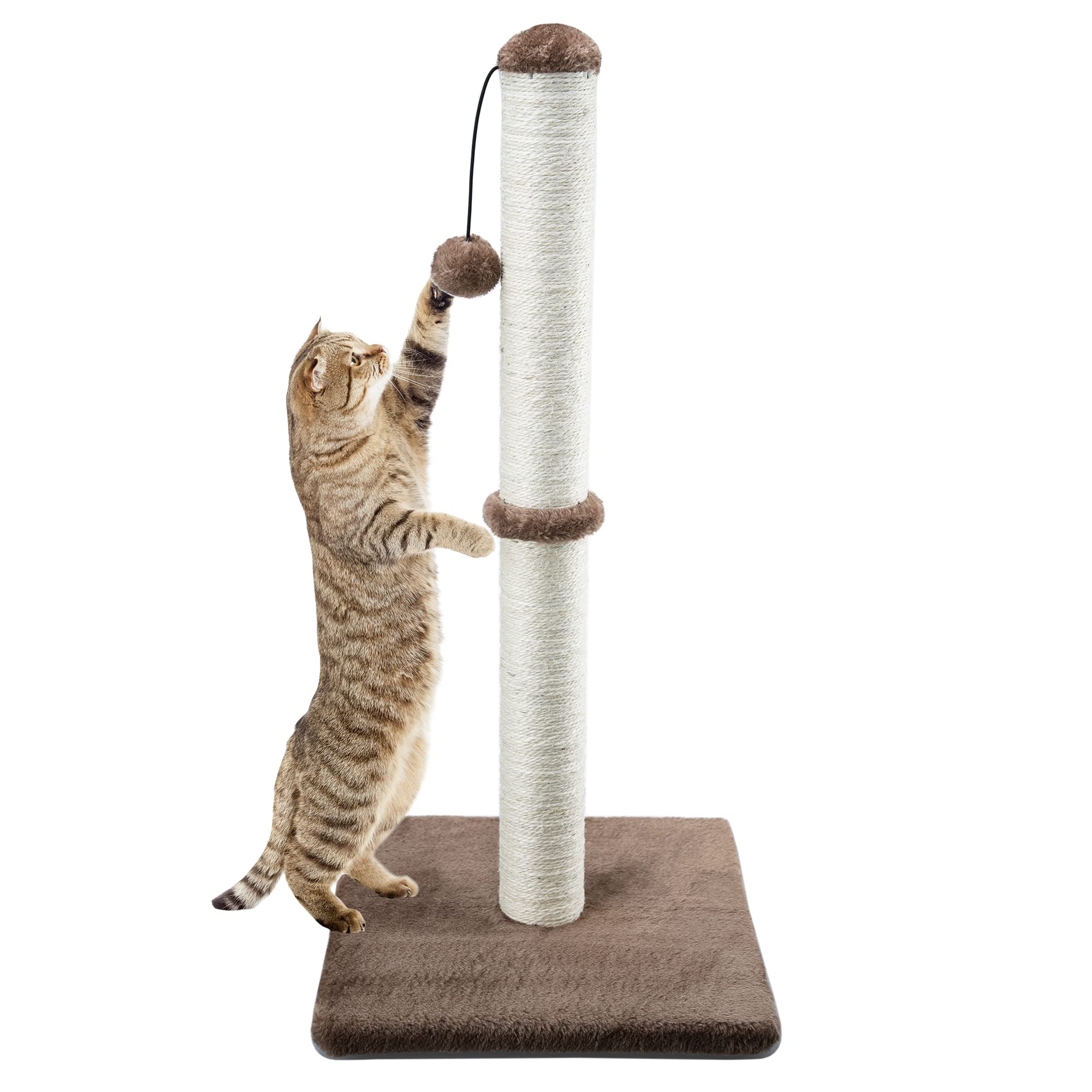 Photo 1 of Dimaka 29" Tall Cat Scratching Post, Claw Scratcher with Sisal Rope and Covered with Soft Smooth Plush, Vertical Scratch [Full Strectch] for Standard Size Cats (Dark Brown, 29 inches for All Cats)