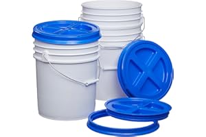 Consolidated Plastics 5 Gallon White Food Grade Buckets + Blue Gamma Seal Lids, BPA Free Container Storage, Durable HDPE Pails, Made in USA (3 Pack)