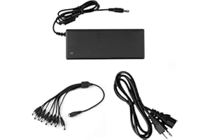JIAKAI 12V 7A CCTV Surveillance Video Power Supply Adapter + 1 to 8 Power Splitter & 110~240V AC 2.1mm Plug for Security Camera，LED Strip Light