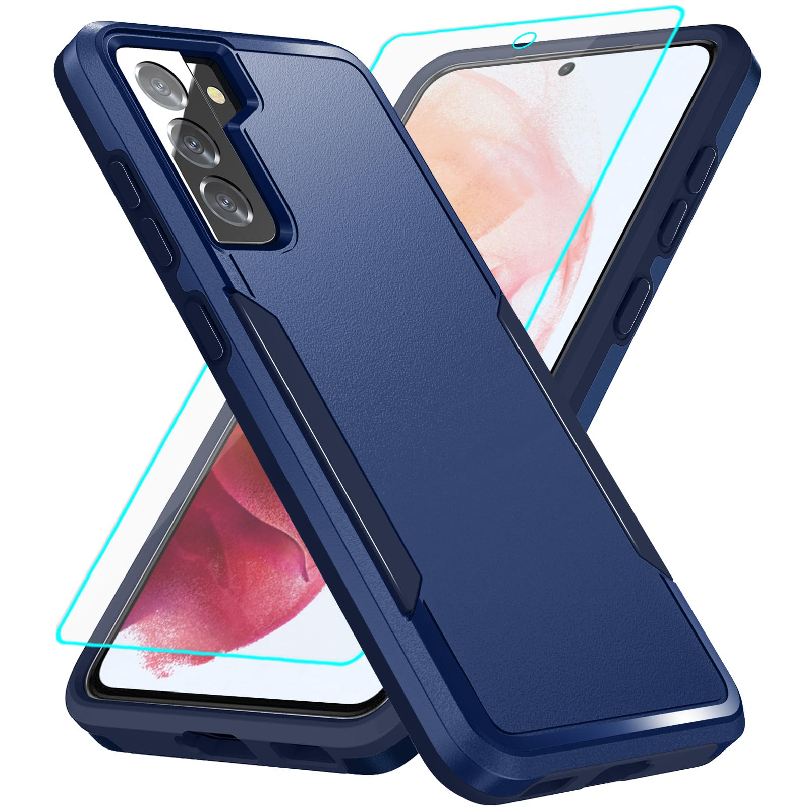 Photo 1 of for Galaxy S21 Case with Screen Protection: Heavy Duty Protective Shockproof and Scratch Proof Cell Phone case for Samsung Galaxy S21-Blue